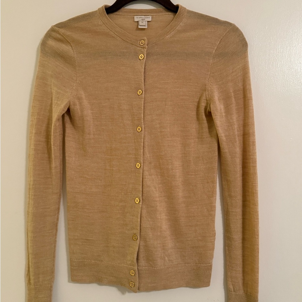 J. Crew “Caryn” Tan Crewneck Button Cardigan